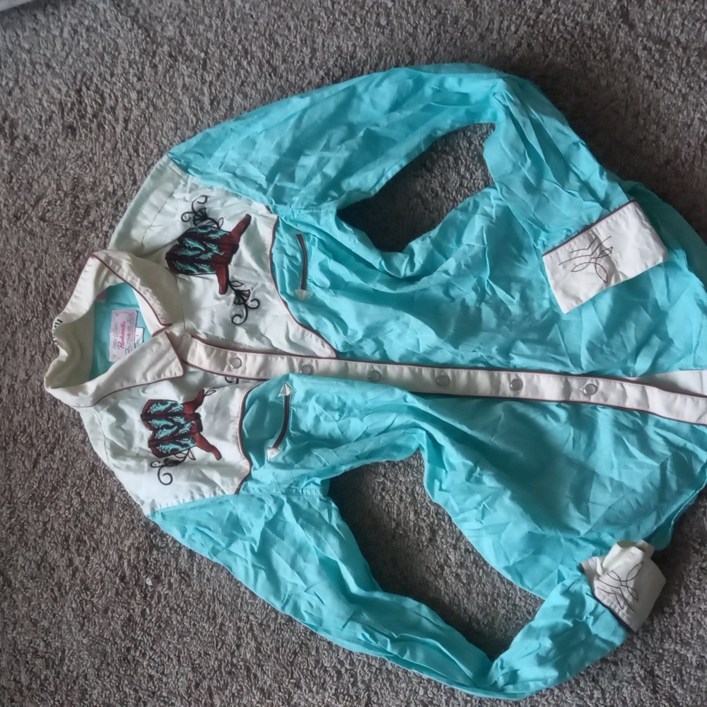 Turquoise and Cream Western Shirt